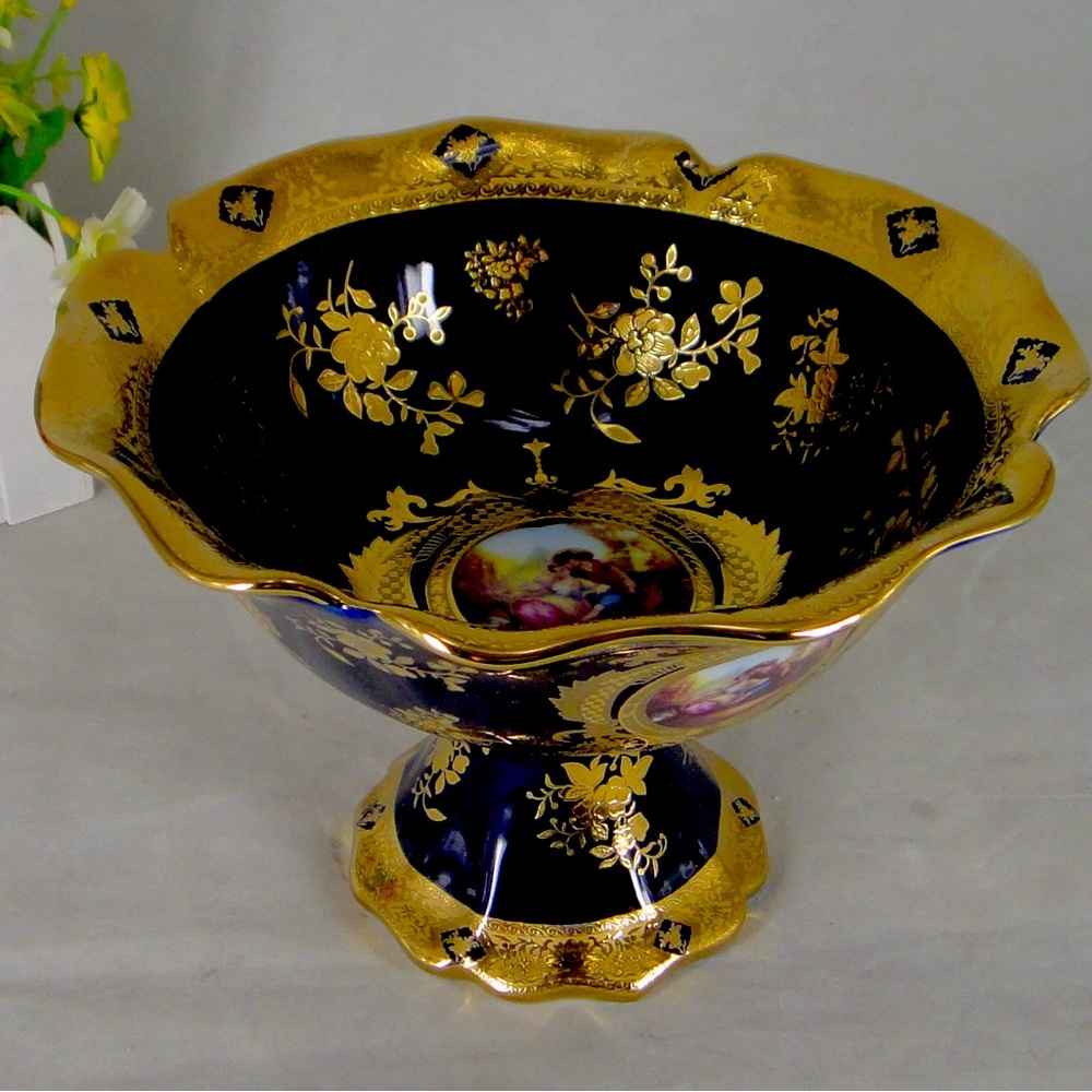 Vibrant Gold and Blue Decorative Bowl